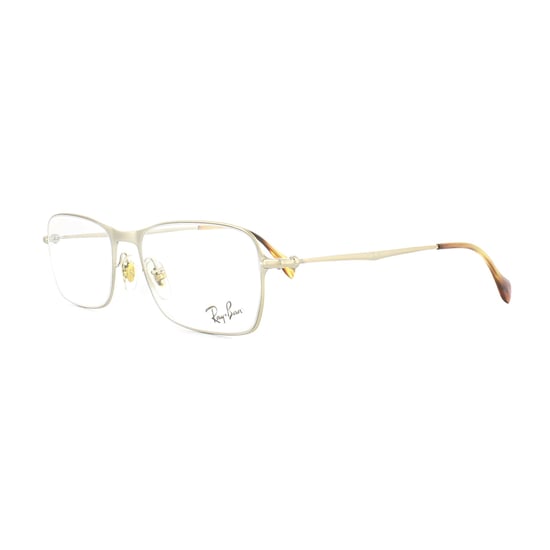 Ray-Ban Rectangular Semi Shiny Gold Mens  Glasses Frames