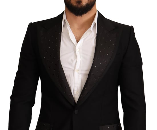 Dolce & Gabbana Mannen Zwart Wollen Slim Fit Jas Blazer Jas - Image 4