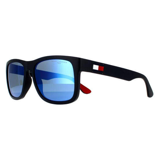 Tommy Hilfiger Rectangle Mens Matte Blue Blue Mirror Solglasögon - Image 2