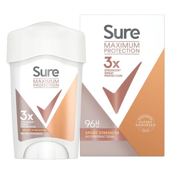Sure Women Maximum Protection Sport Strength Anti-Perspirant Cream, 3x 45ml