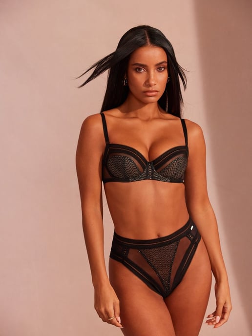 Contradiction Non Padded Balcony Bra - Black/Silver