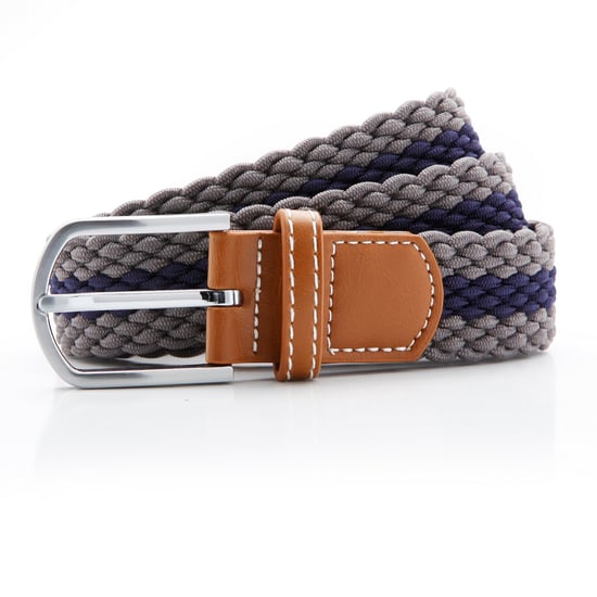 Asquith & Fox Heren Twee Kleur Stripe Braid Stretch Riem (Leisteen/Navy) - Image 1