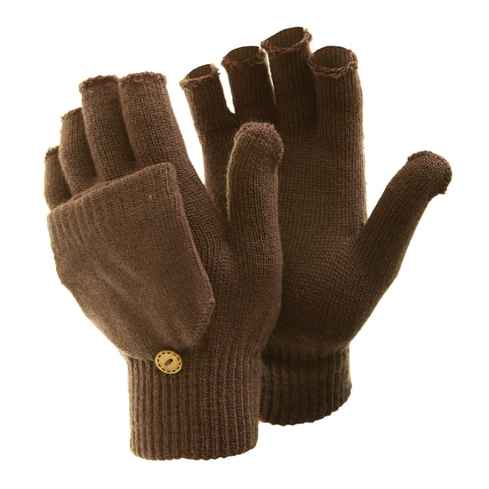 FLOSO Ladies/Womens Winter Capped Fingerless Magic Gloves (Brown)