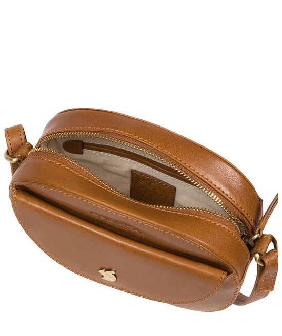 Una' Dark Tan Leather Cross Body Bag