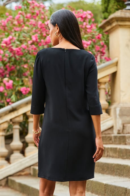 Black Chain Lace Up Shift Dress