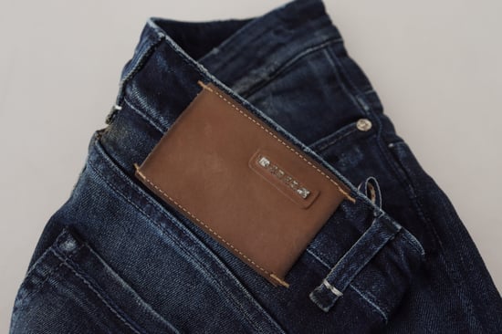 Acht Blå Bomull Låg Midja Slim Fit Dam Casual Denim Jeans - Image 6