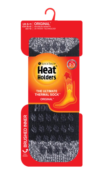 Heat Holders Mens Twist Stripe Patterned Fleece Lined Slipper Socks - Image 2