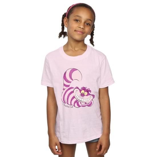 Disney Girls Alice In Wonderland Cheshire Cat Cotton T-Shirt (Baby Pink)