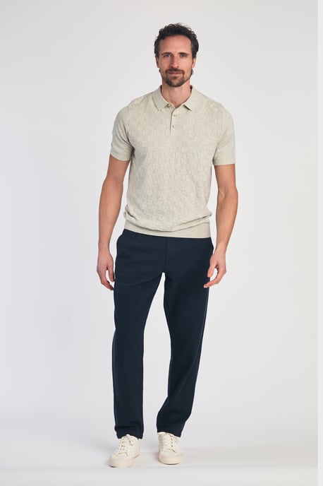 Beige Cotton Short Sleeve Button-Up Polo Shirt