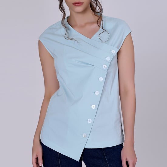 Geplooide asymmetrische top met dubbele borst - Image 4