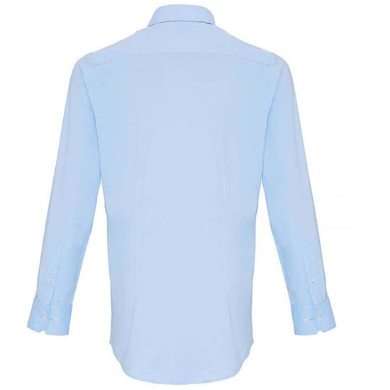 Premier Mens Stretch Fit Poplin Long Sleeve Shirt (Pale Blue) - Image 2