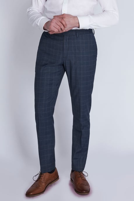 Harry Brown Navy/Burgundy Check Trousers
