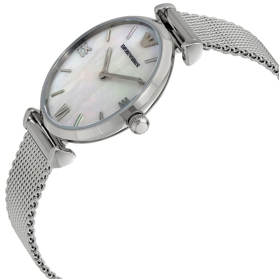 Emporio Armani AR1955 Mother Of Pearl Mesh Bracelet Ladies Watch