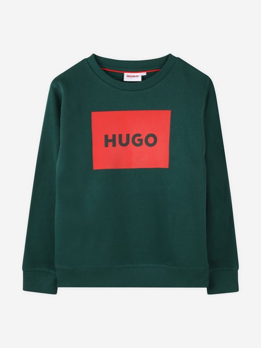 Hugo Boys Logo Print Sweatshirt in Green