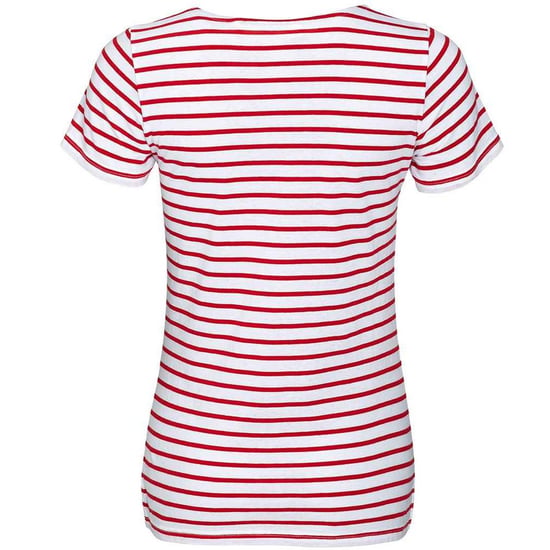 SOLS Womens/Ladies Miles Striped Round Neck T-Shirt (White/Red) - Image 2