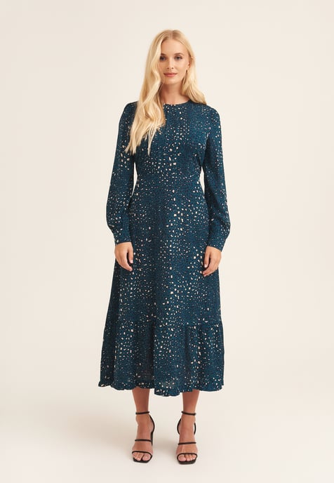 Leopardmönstrad långärmad maxiklänning - Image 1