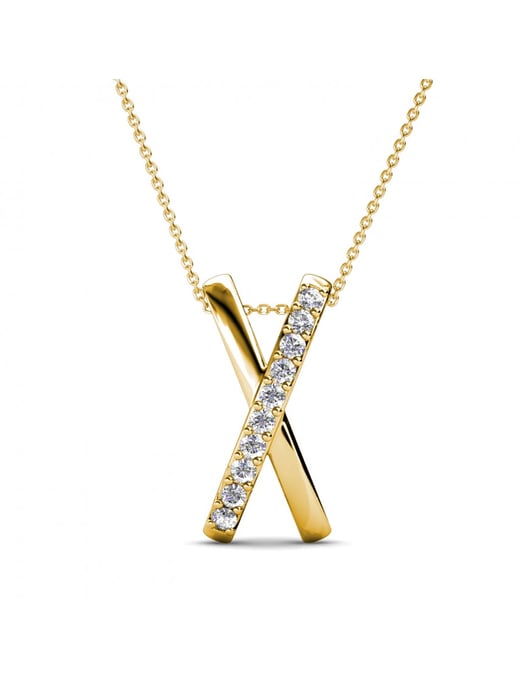 X Duo-hänge - guld och kristall - Image 1