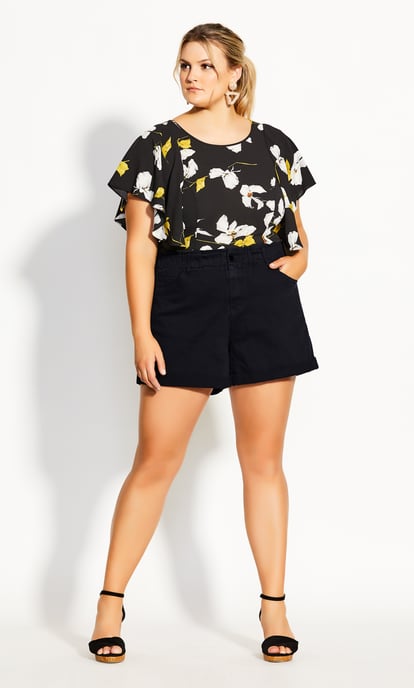 CITY CHIC Women's Ruffle Waist Shorts - black
