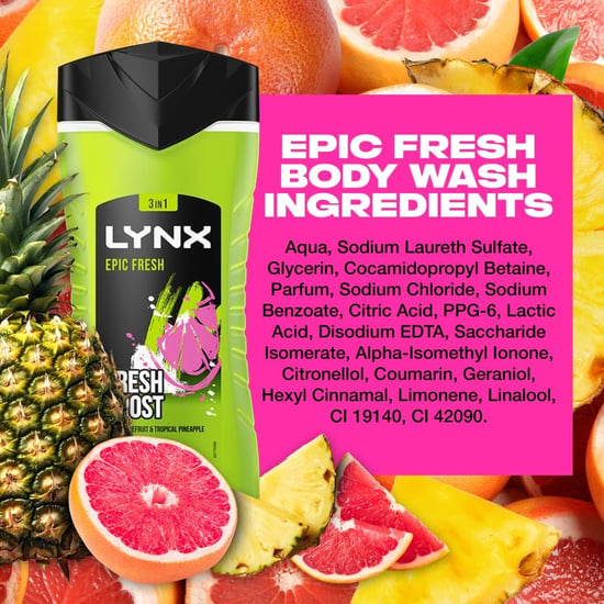 Lynx Shower Gel Epic Fresh Grapefruit & Tropical Pineapple Scent 225ml, 6 Pack
