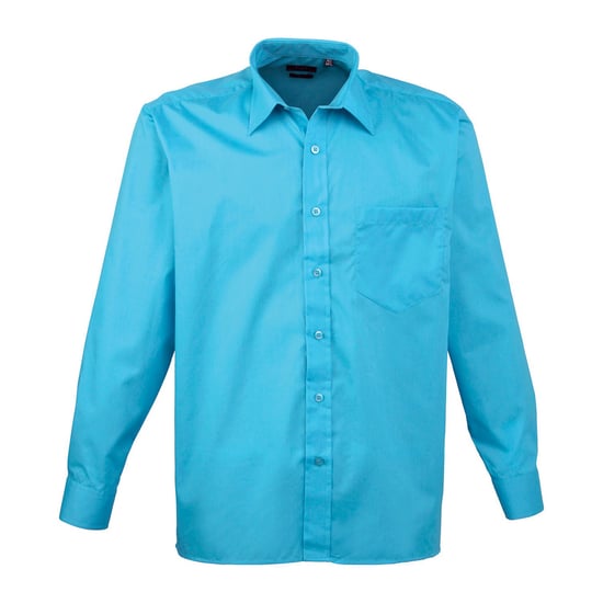 Premier Heren Popeline Overhemd Met Lange Mouwen (Turquoise) - Image 1