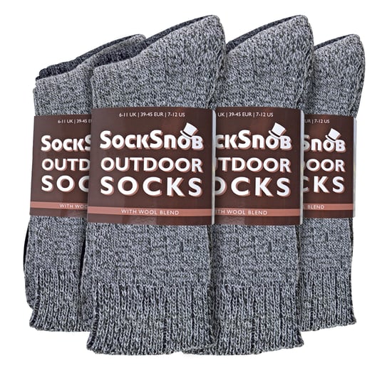 Sock Snob - 12 par herrstövelsockor i ull för vandring - Grå - Image 2