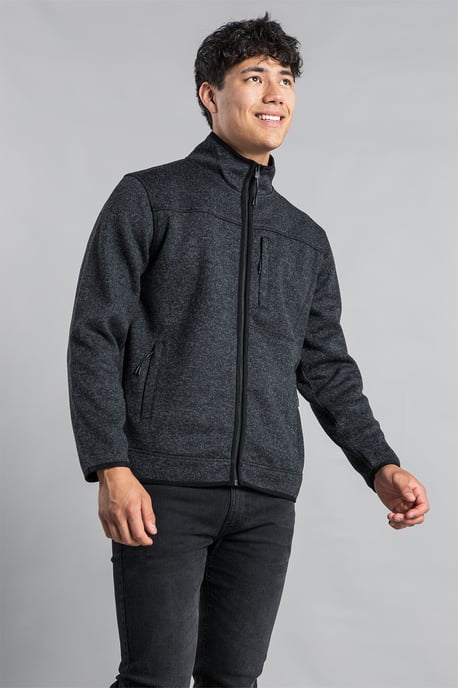 Charcoal Funnel Neck Full Zip Fleece With Polar Fleece Lining