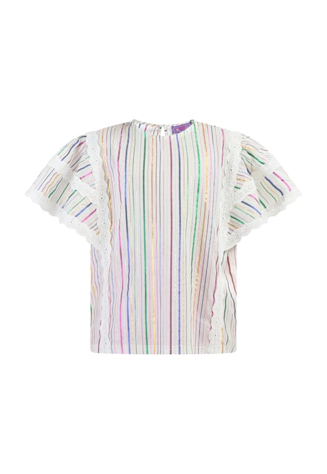 Mymo Blouse top Meisje Witte veelkleurige strepen - Image 1