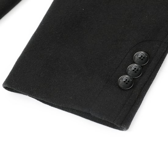 Heren Knielange Winter Wollen Jas Slim Fit Turn-Down Kraag Zakelijke Jassen Zwart - Image 5