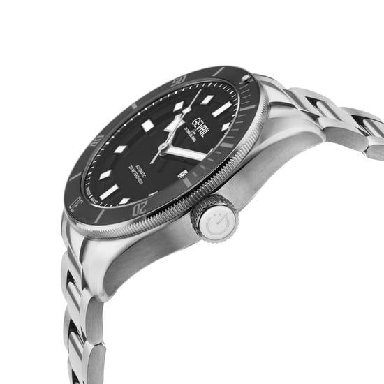 Gevril Men's Yorkville Swiss Automatic Sellita SW200 Black Dial Stainless Steel Watch