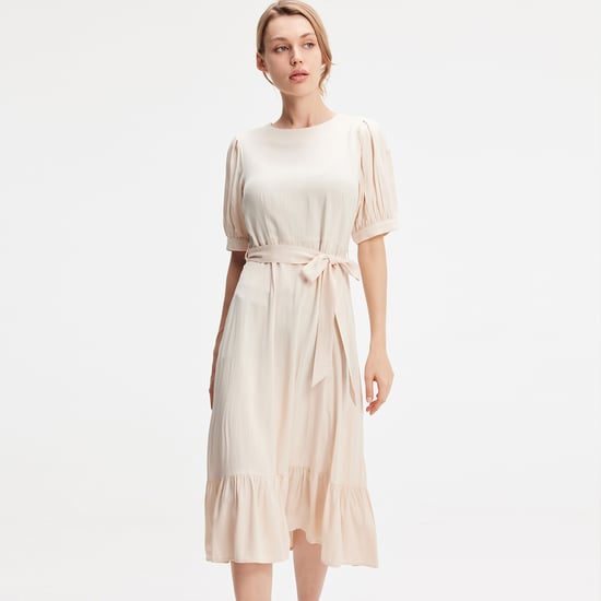 Viscose blouse-dress with fluffy hem