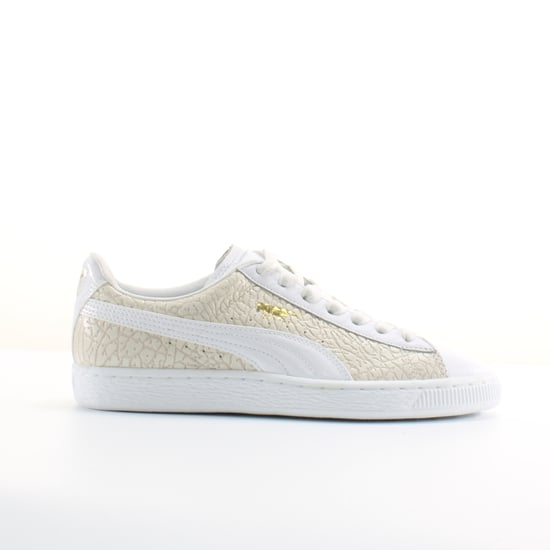 Puma Basket Crocodile White Leather Mens Lace Up Trainers 358872 01