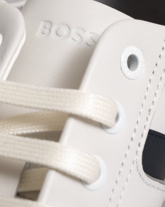 BOSS Orange Saturn Mens Low Profile Leather Trainers With Odour-Control Lining NOS