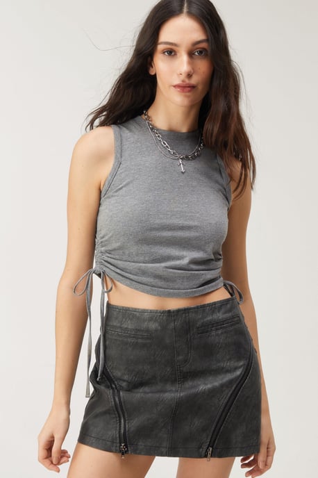 Ruched Side High Neck Tank Top