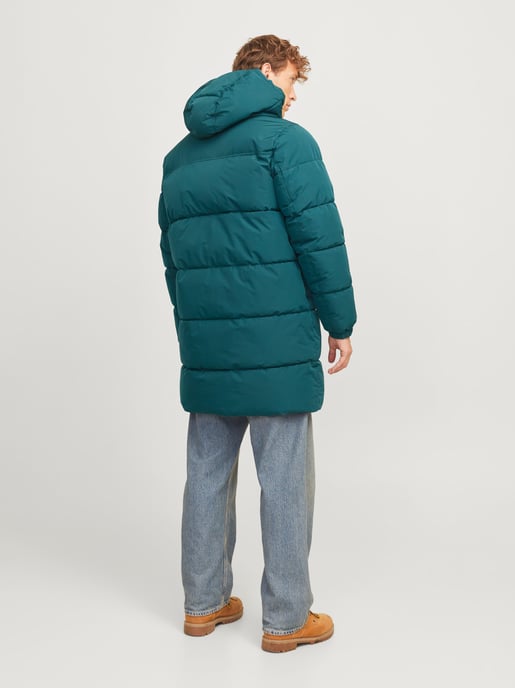 Jack & Jones Long Line Puffer Coat Padded Zip Fastened Hooded