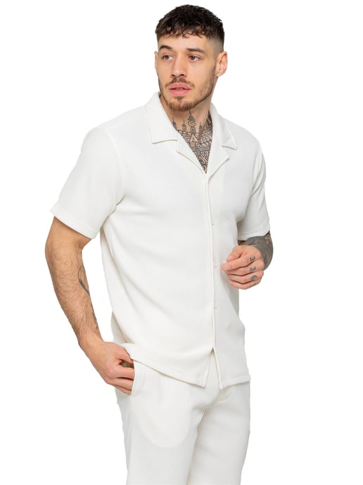 Enzo | Mens Textured Shirts & Shorts Set - Image 4