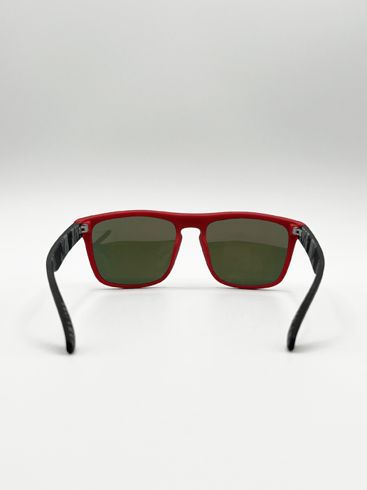 Matte Wayfarer Sunglasses with Case - Polarised with Orange Mirrored Lens - Image 4