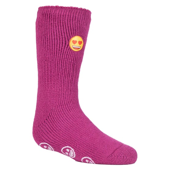 Värmehållare - Barnkaraktär halkfria 2.3 TOG vintervarma termiska toffelsockor med grepp - Emoji hjärtansikte - Image 1