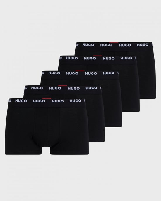 HUGO 5-Pack Mens Stretch-Cotton Trunks with Logo Waistbands NOS
