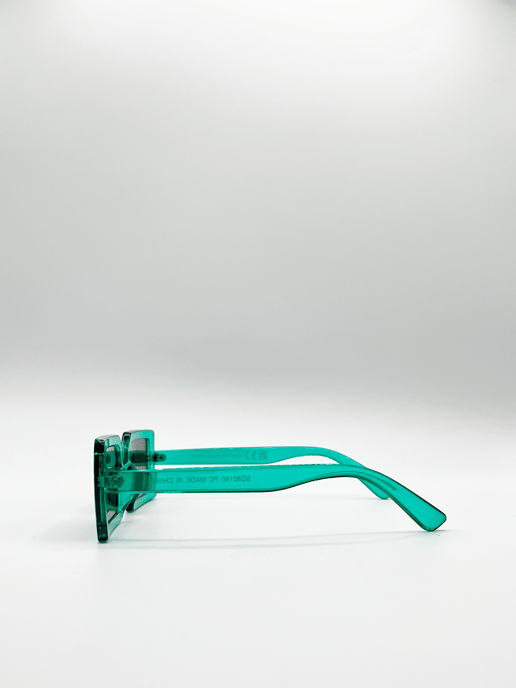Light blue oversized rectangle plastic frame sunglasses
