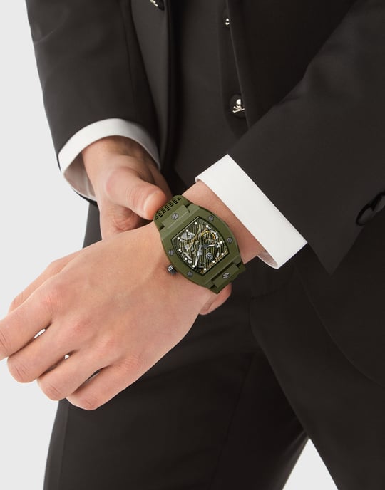Philipp Plein The Skeleton Ecoceramic Heren Horloge Groen PWVBA0223 - Image 3