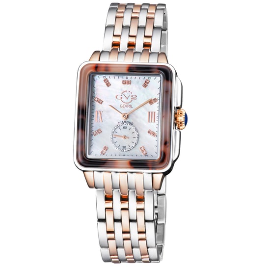 GV2 Bari Tortoise Women's Mother Of Pearl Dial Two Tone IP Rose Gold Bracelet Swiss Quartz Diamond Watch - Image 1