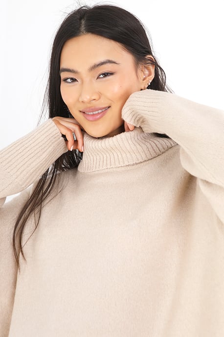Camel 'Ming' Oversized Roll Neck Jumper