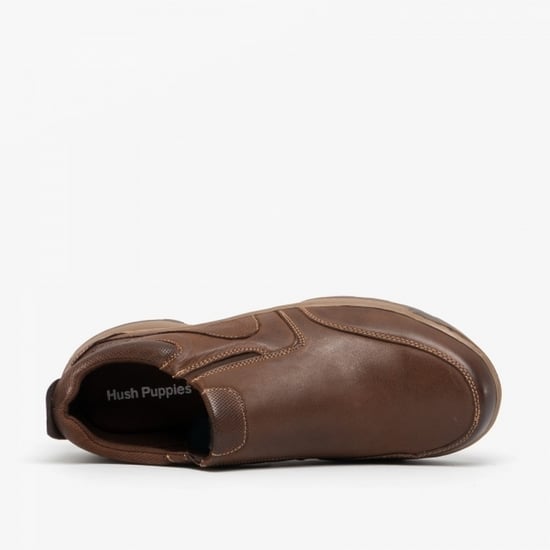 Hush Puppies Mens Jasper Slip On Leather Shoes (Brown) - Image 5