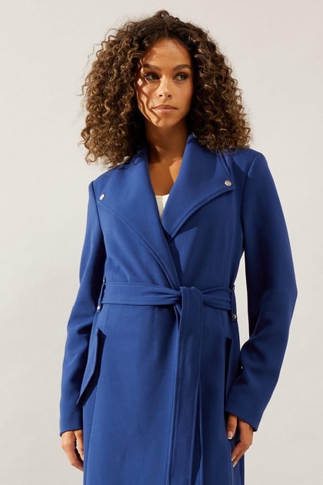 Wallis Womens Coat Black Polyester Belted Woven Long - Image 4
