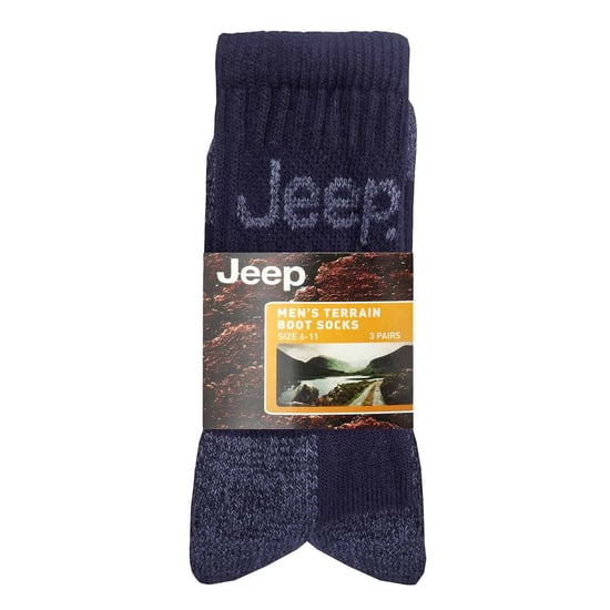 Mens 3 Pair Jeep Terrain Cushion Sole Walking Hiking Work Socks - Image 2