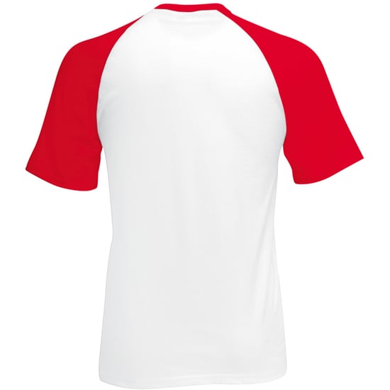 Fruit Of The Loom Heren baseballshirt met korte mouwen (Wit/Rood) - Image 2