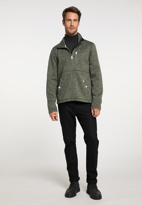 ICEBOUND Yuka serie Gebreide fleece jas Heren olijf melange - Image 4