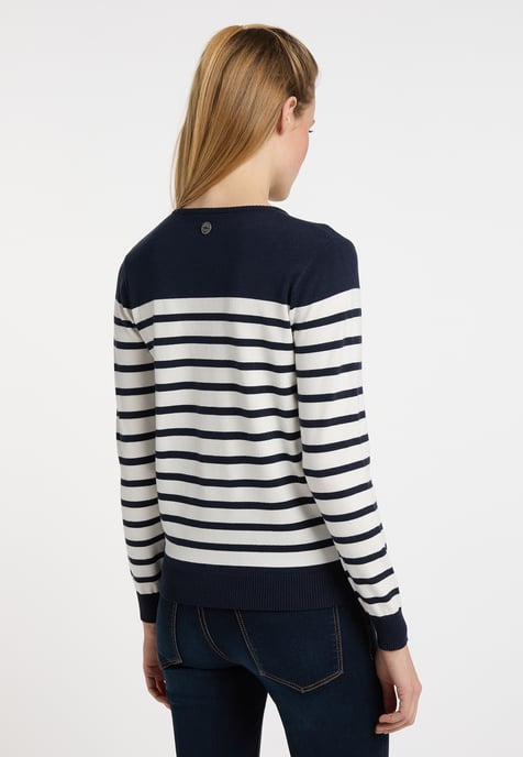 Dreimaster Knitted pullover women marine wool white - Image 3