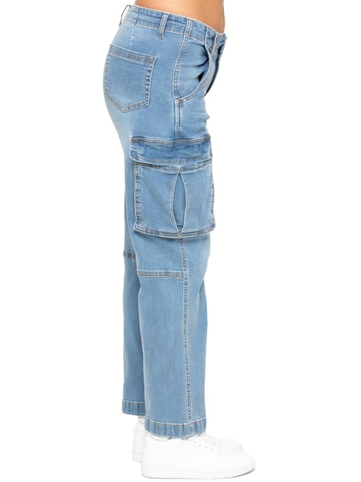Enzo | Womens Cargo Straight Leg Jeans - Image 3