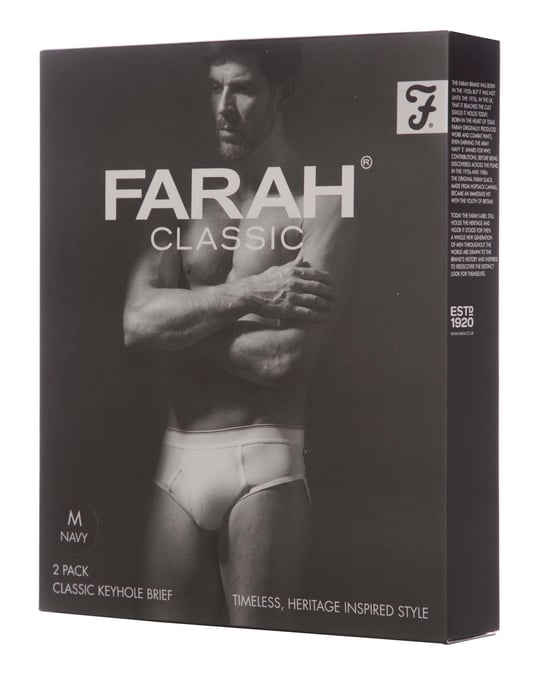 Farah Classic - Comfy Mens Keyhole Briefs - White - Image 2